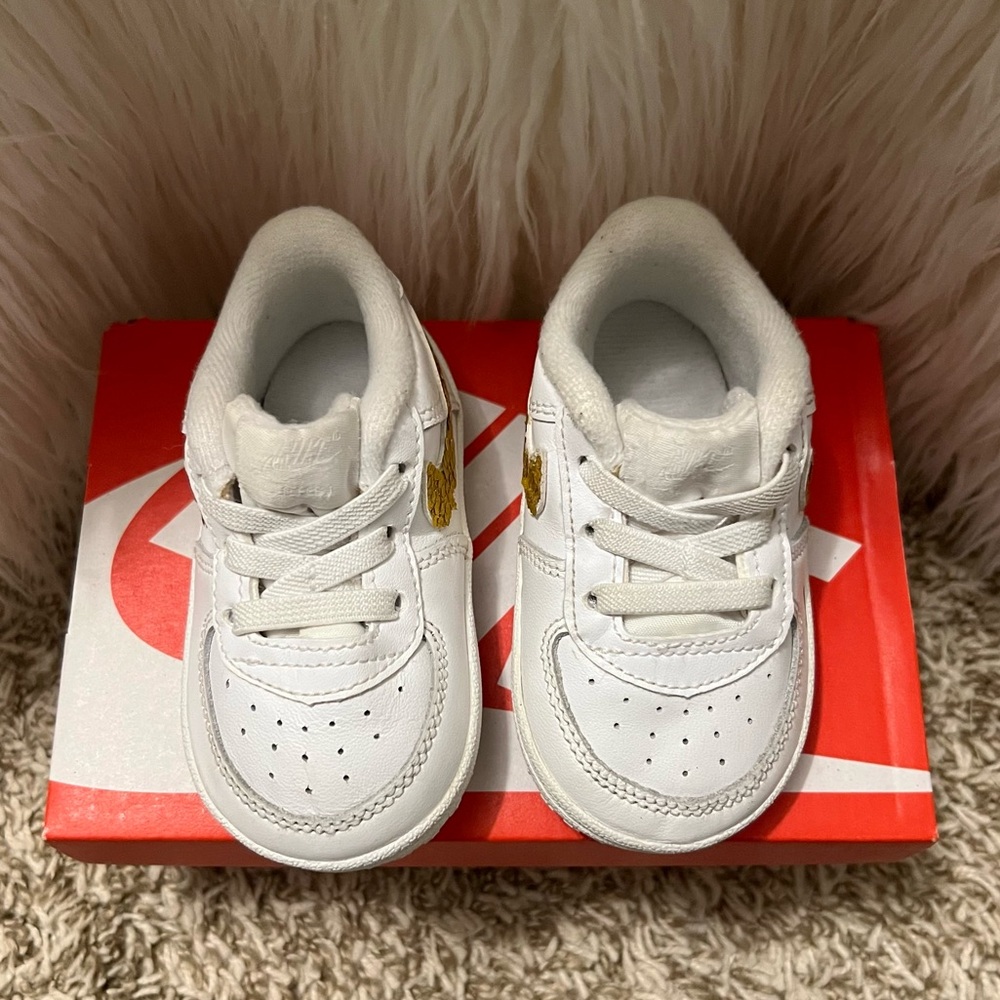 Infant Nike Air Force 1’s (Customized Gold Swooshes) - Picture 4 of 7